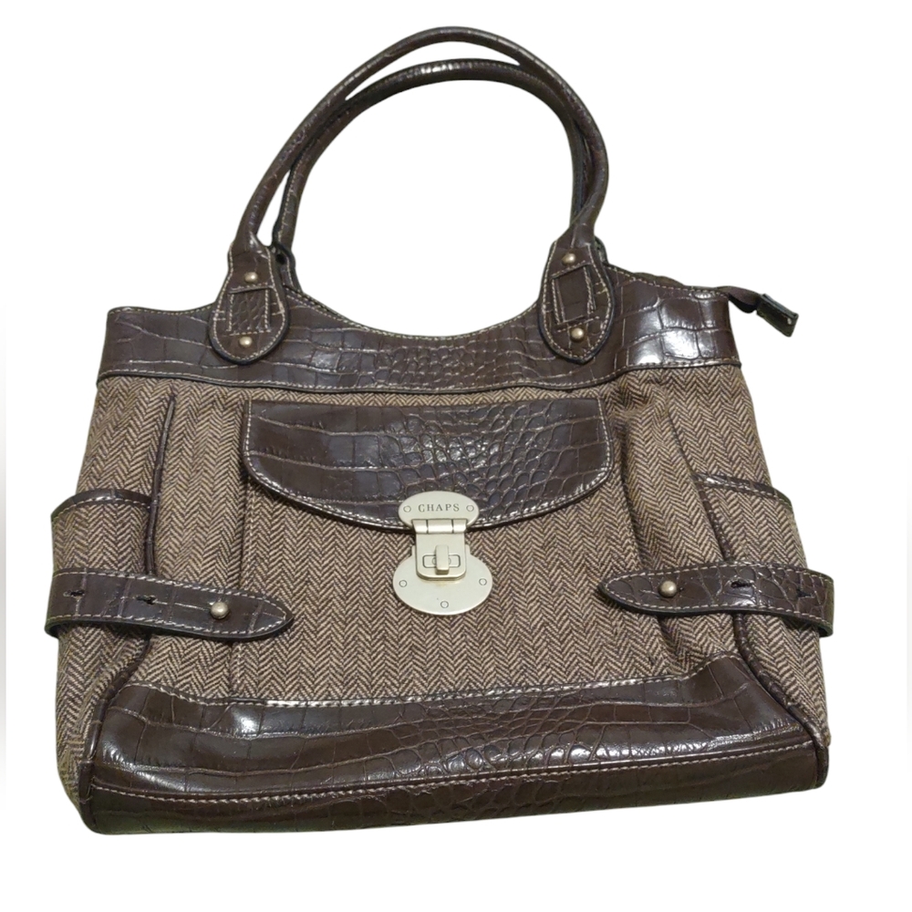 CHAPS vintage designer tweed purse brown